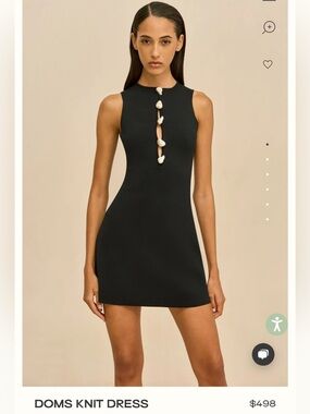 NWT Cult Gaia Doms Knit black Dress Pearl buttons size small $498 tags attached